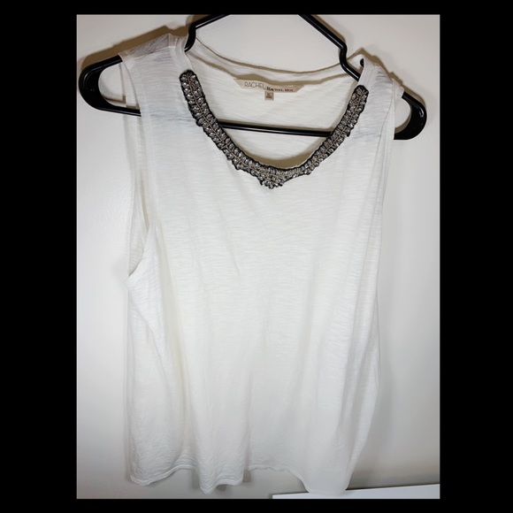Rachel Roy Short Sleeve Dressy Top With Gemstones - Picture 1 of 5